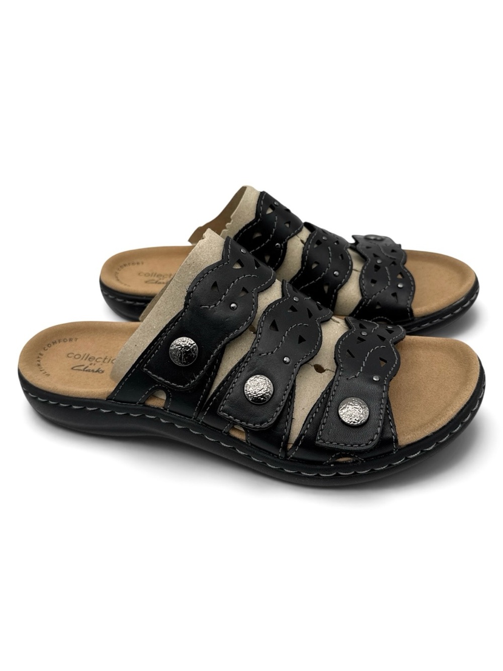 Clarks Women's Laurieann Jade Leather Sandal Black Size 6 M